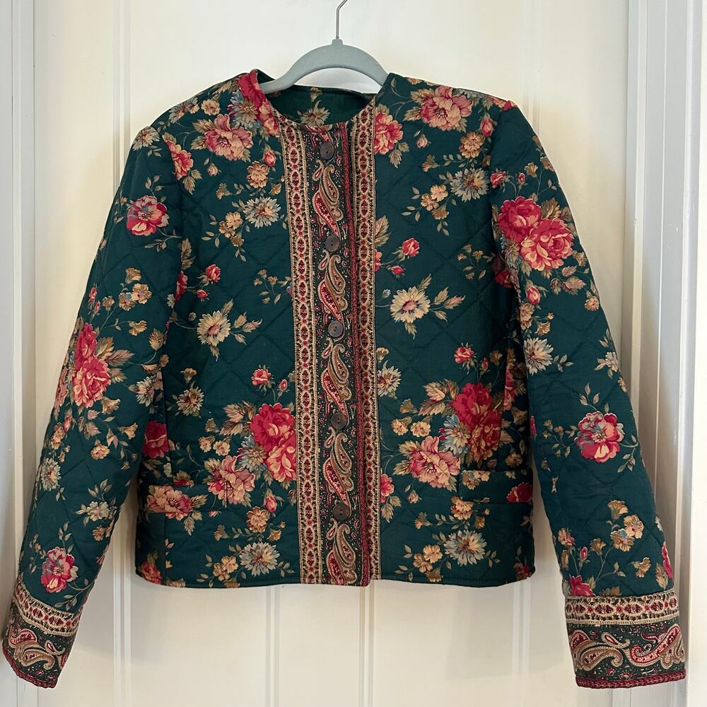 Vera Bradley Vintage 90s Greenbriar Small Quilted Jacket Paisley
